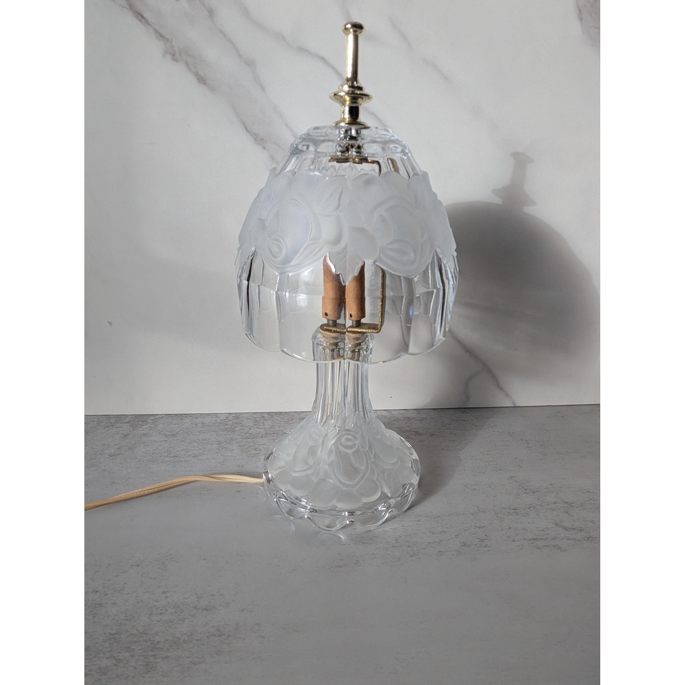 Vintage Crystal and Brass Boudoir Lamp